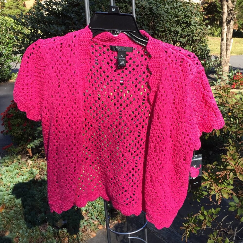 Style&Co Pink near Red Crochet Knitwear